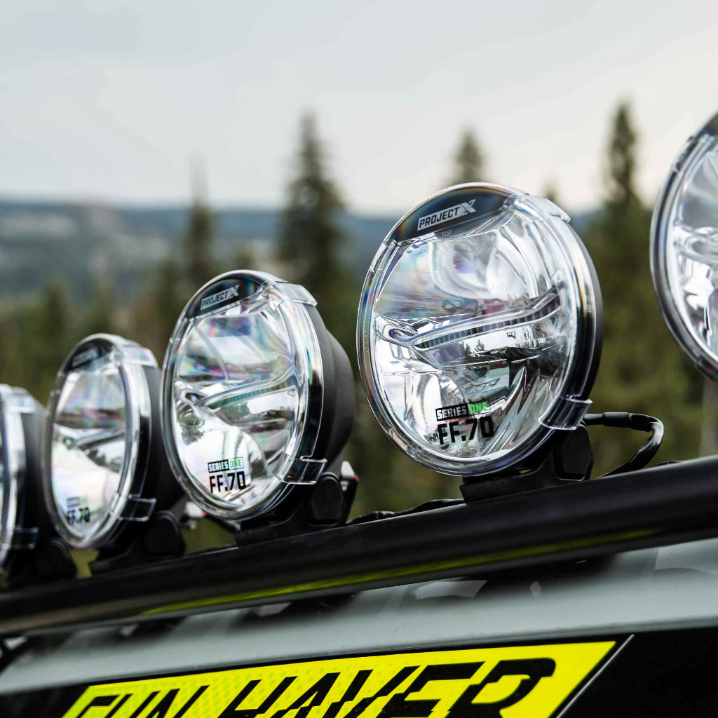 Project X FF.70 lights shown with clear protectors installed
