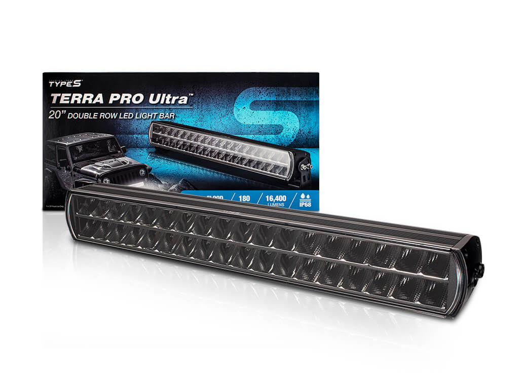 Terra Pro 20 inch light bar with black and blue packaging