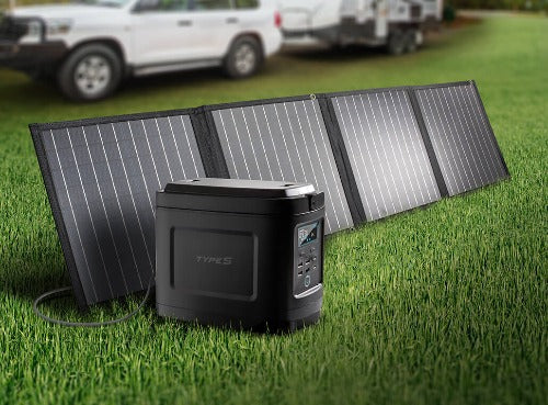 Type S foldable Solar panel Shown set up next to the Powergen 500